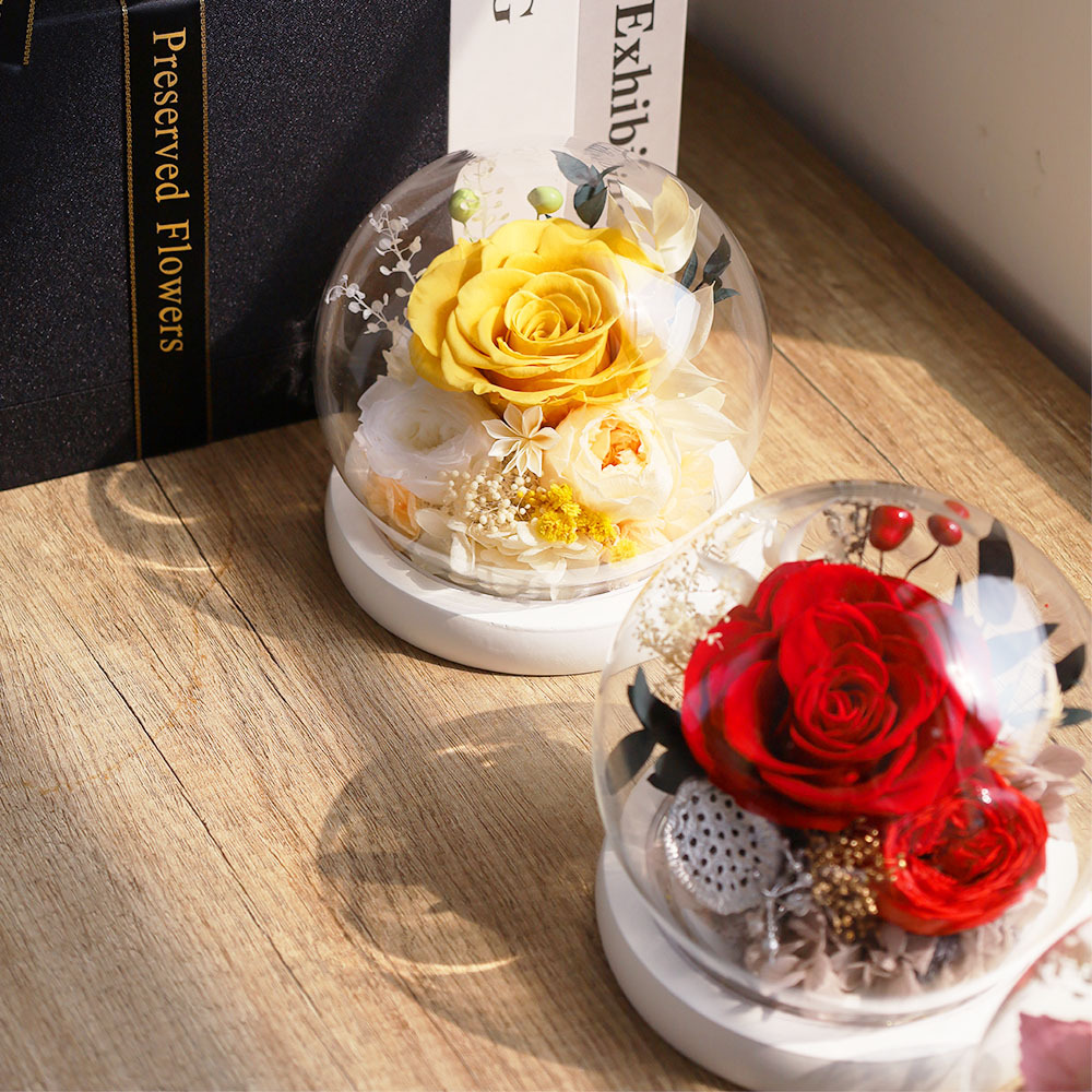 O'Pretty 歐沛媞 心意滿分 永生花祝福玻璃罩附氛圍燈+禮盒-多款