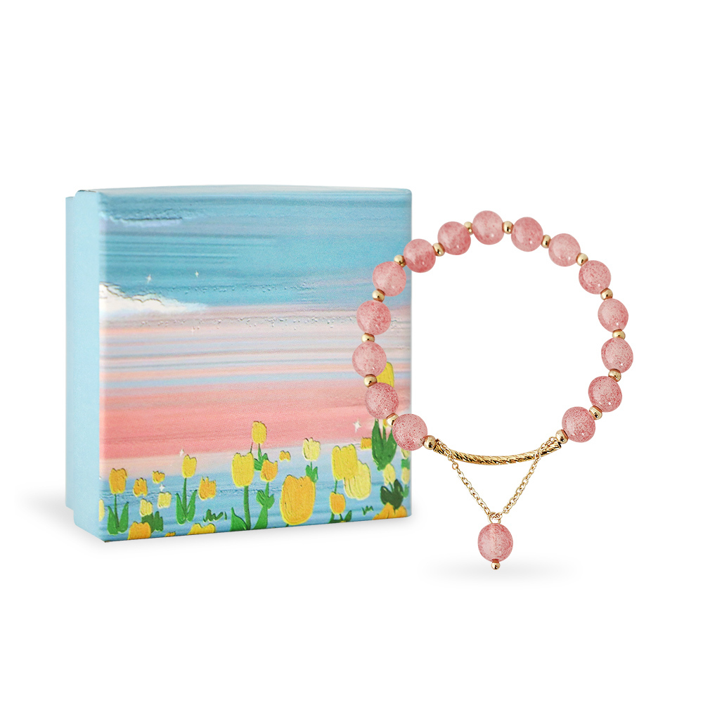 O'Pretty 歐沛媞 幸運草莓晶手鏈附精美禮盒(7.5X7.5X3.2cm)