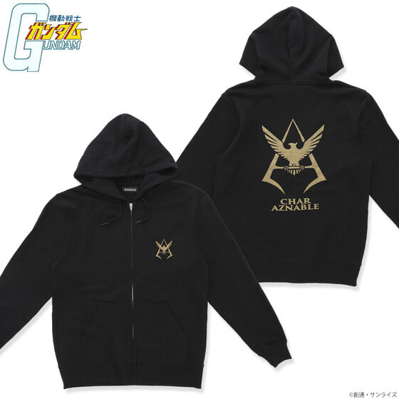 Pbandai 預訂2024/2月 機動戦士ガンダム ゴールドラメプリント ジップパーカー シャア・アズナブルモデル