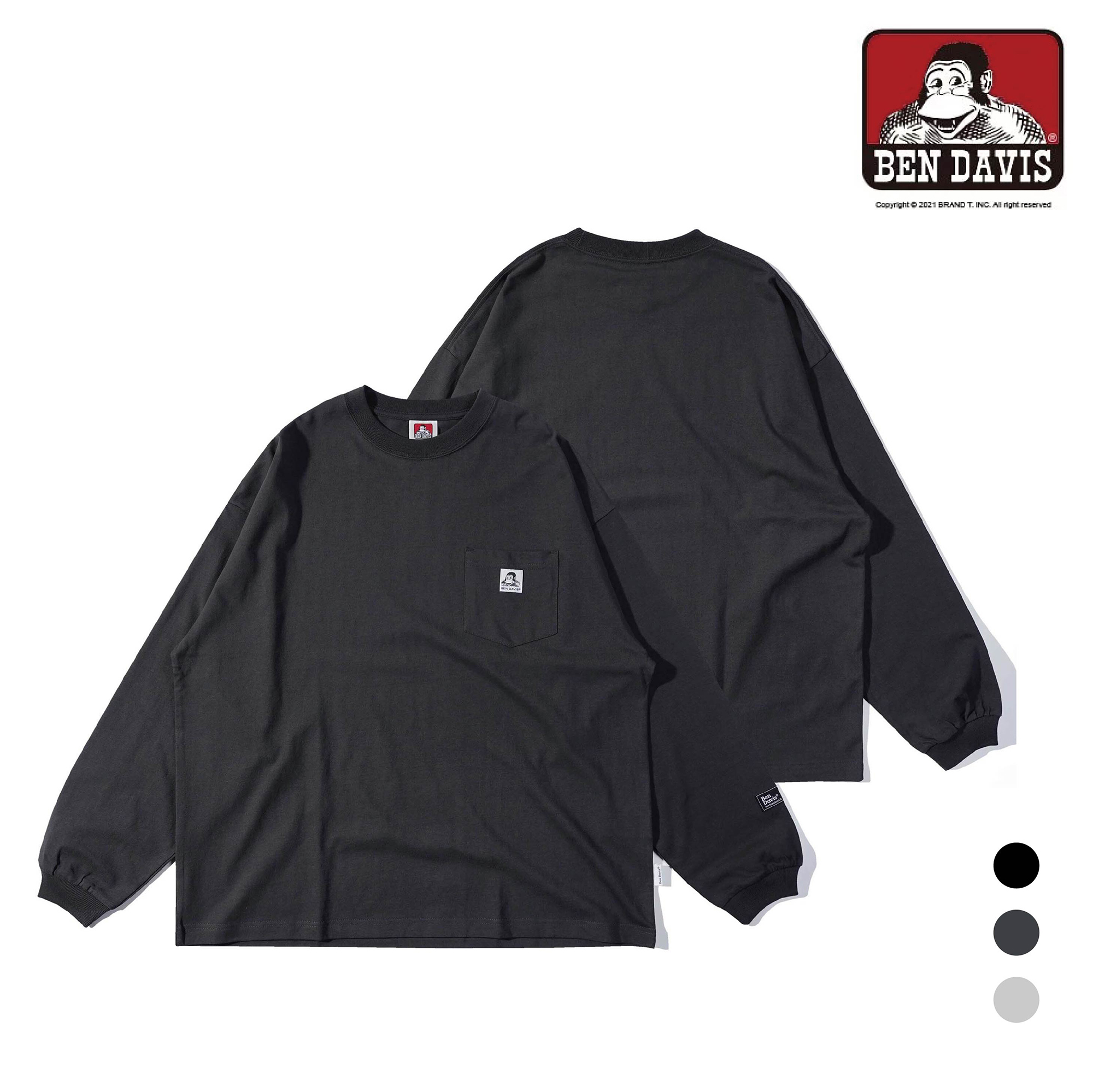 【 BEN DAVIS | 落肩寬版口袋長TEE - 3色 】