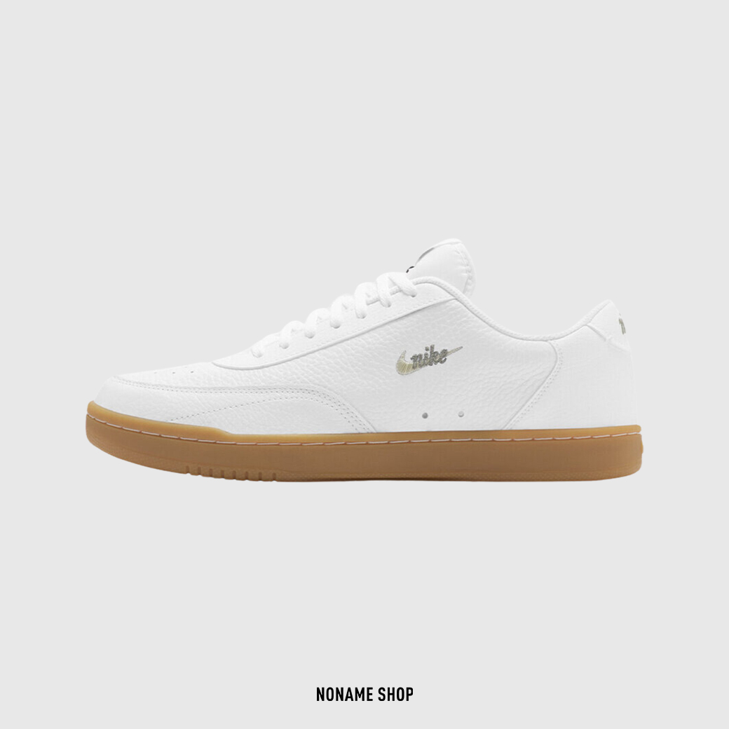 NIKE COURT VINTAGE PREM 荔枝皮 皮革 焦糖底 刺繡LOGO 白 (男鞋)