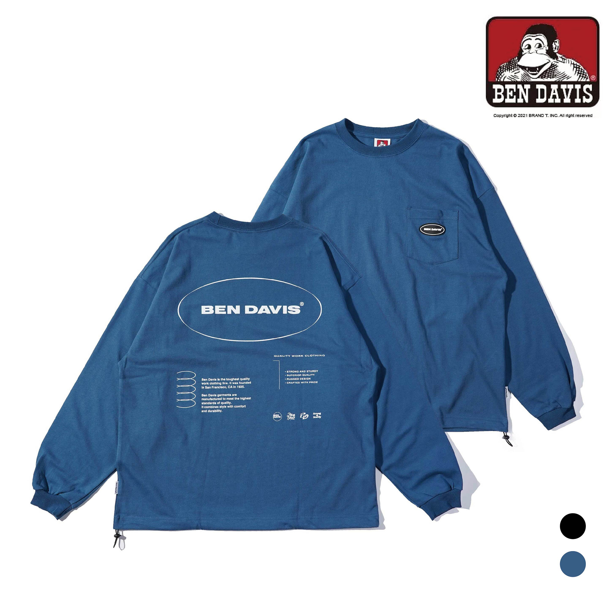 【 BEN DAVIS | 橢圓標誌下縮口長TEE - 2色 】