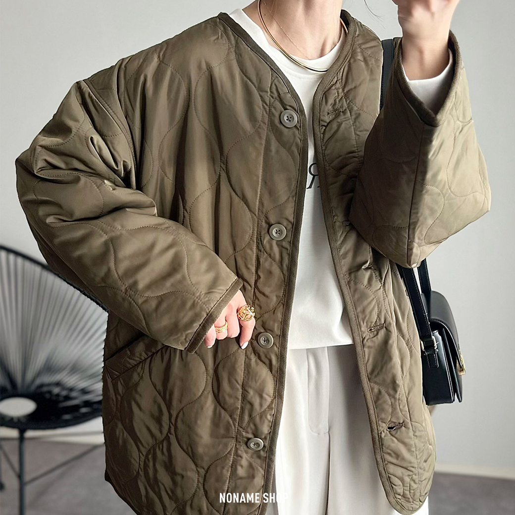 AND ME 菱格紋 無領 外套 五色 (女款)