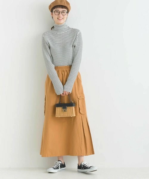 軍裝大口袋半身長裙(兩色入)【日本直送】