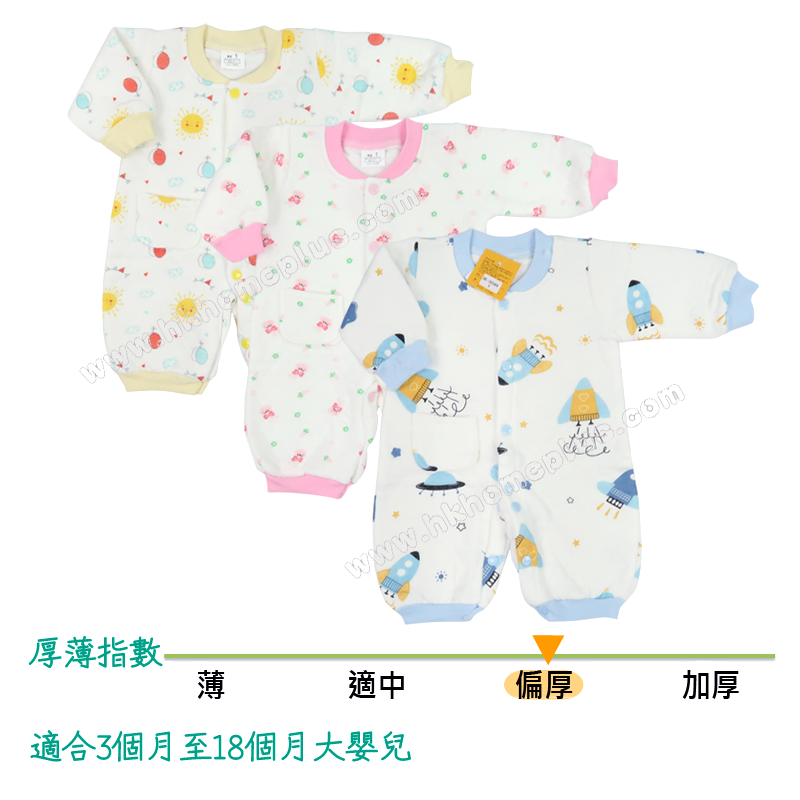 Koma Land: 嬰兒夾絲印花長袖對胸連體衣 BE3058 (1-3碼)