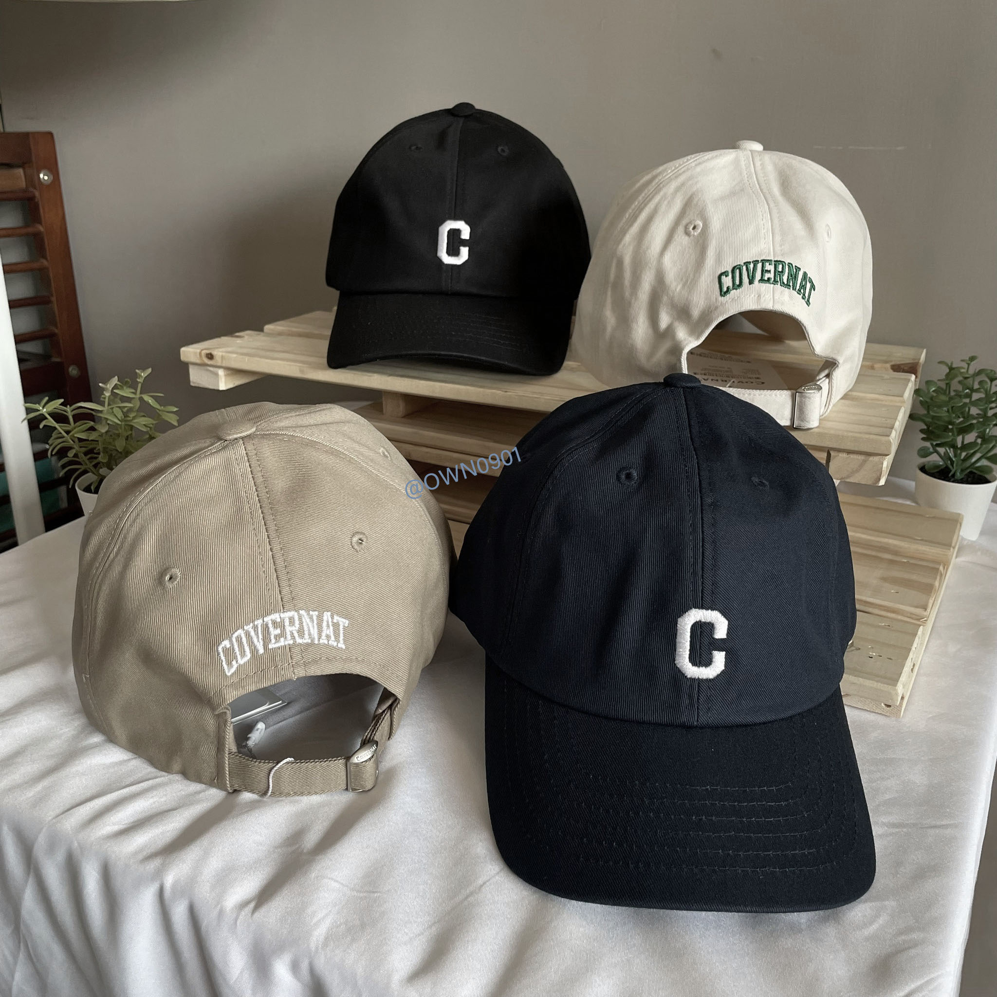 【OWN】Covernat 小C 刺繡 經典 老帽 鴨舌帽 棒球帽 男女同款 黑色 海藍 奶茶 米白綠