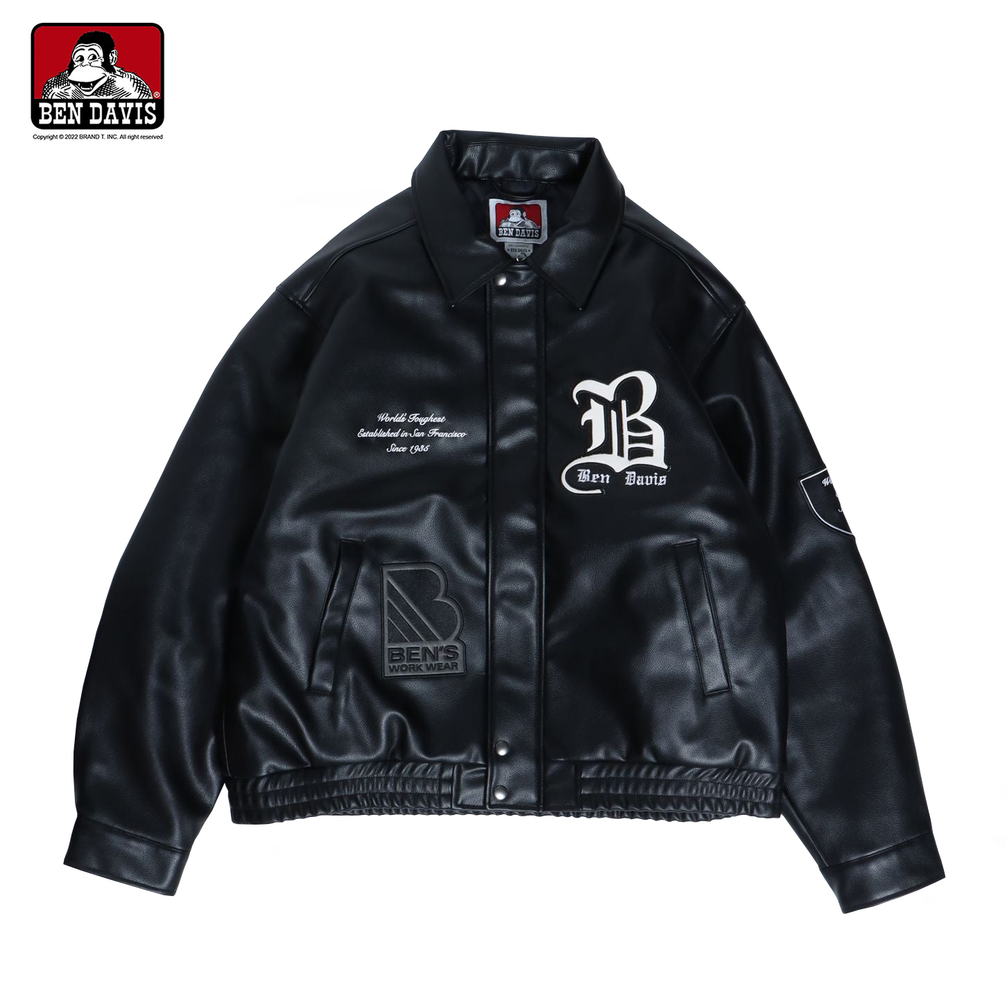 【 BEN DAVIS | 皮革刺繡拼貼外套 】