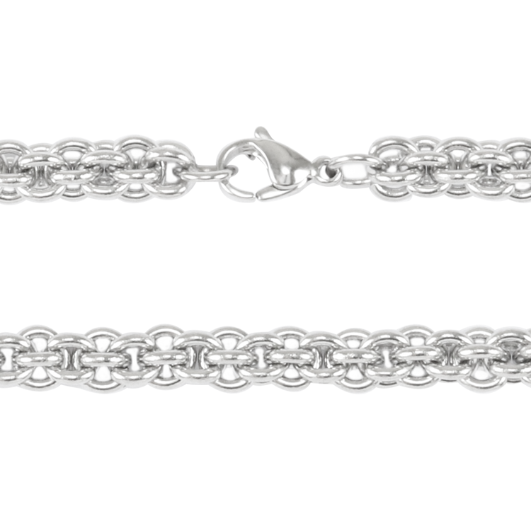 白鋼鍊子，男士鍊子 多環鏈接；每一個環都如花瓣般繽紛綻放（3617）