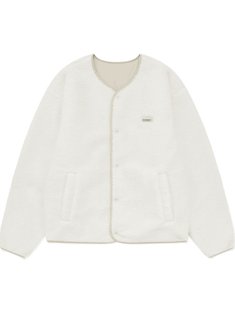 Covernat [23FW]Reversible Collarless Comfy Boa Jacket