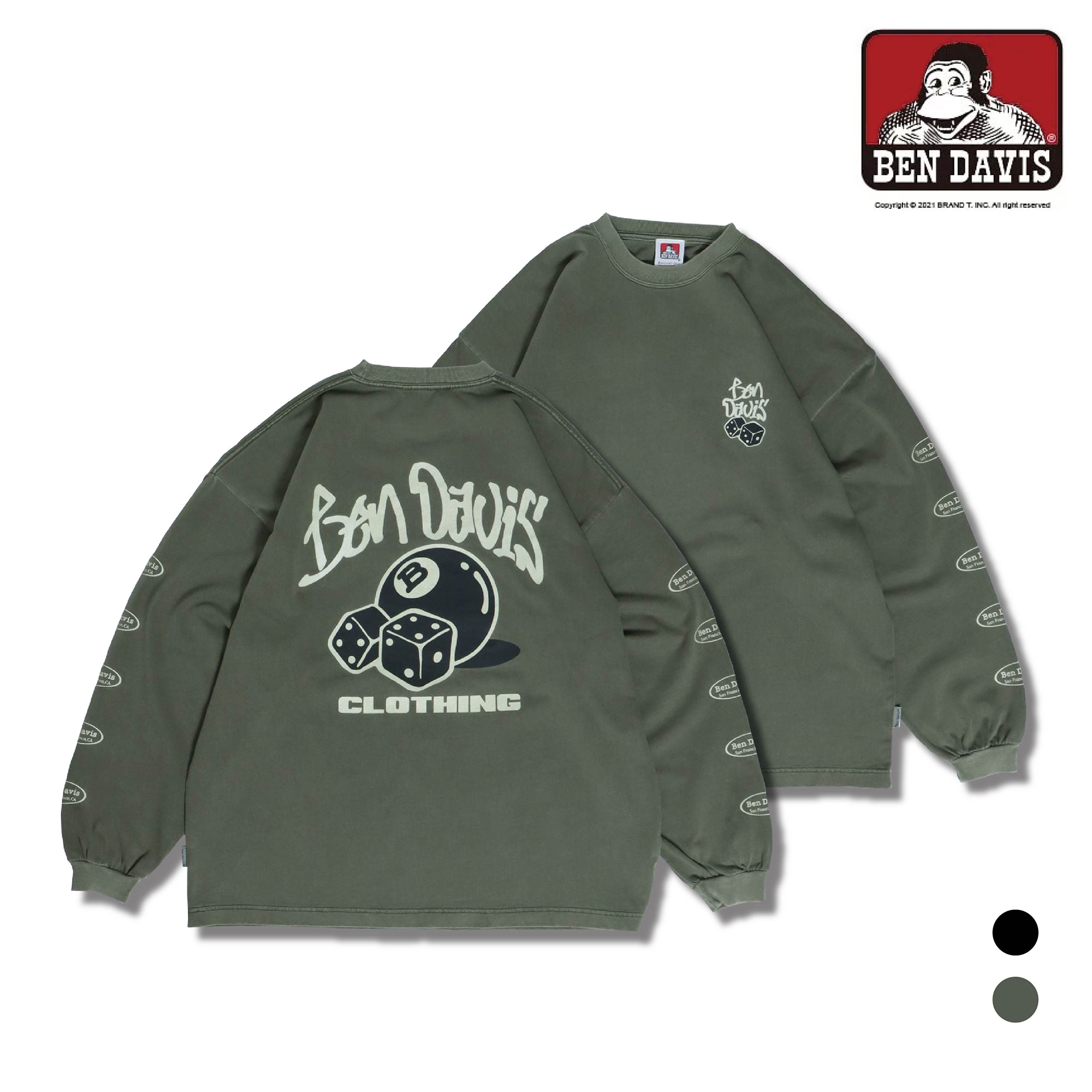 【 BEN DAVIS | 套染復古印花長TEE - 2色 】