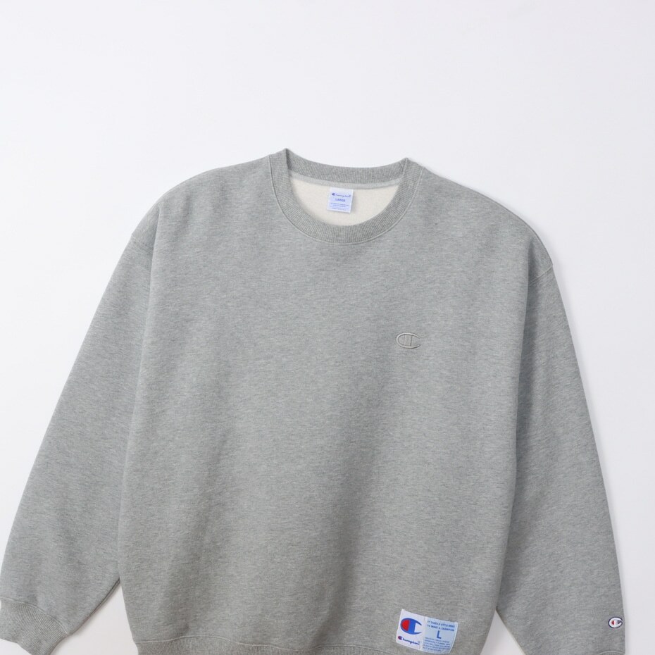 男款-ACTION STYLE 寬版刺繡LOGO純色衛衣-灰色（C3-Y034-070）