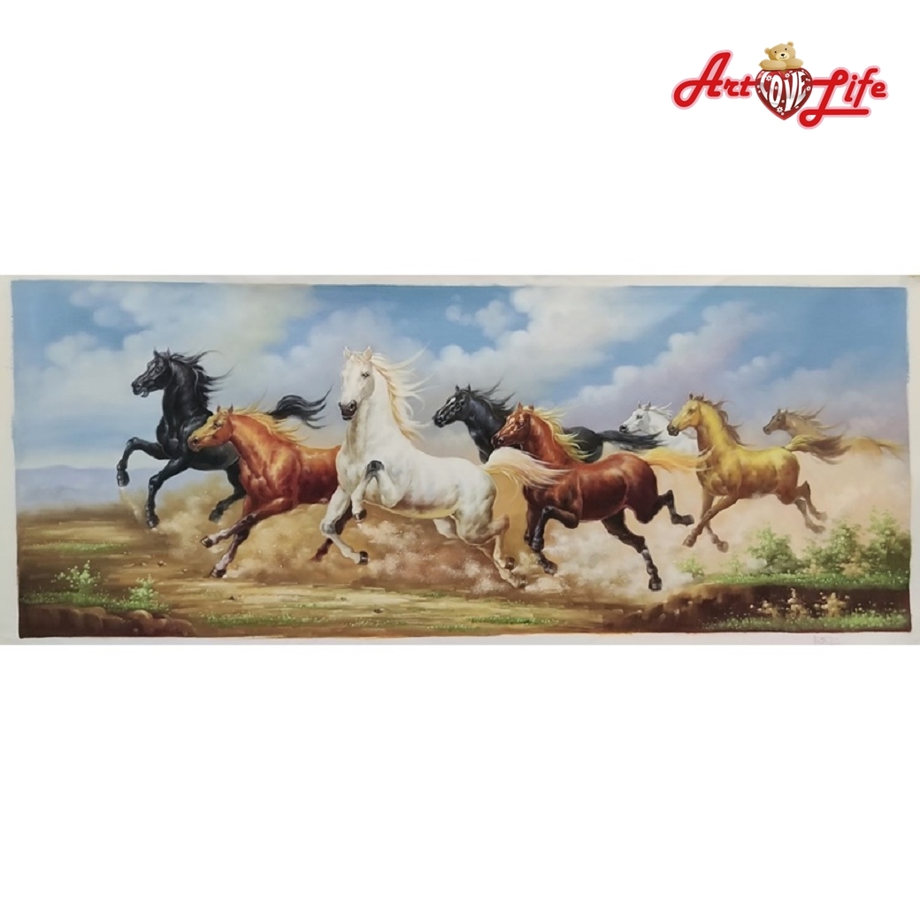 B013_70180高級手繪油畫_八駿圖