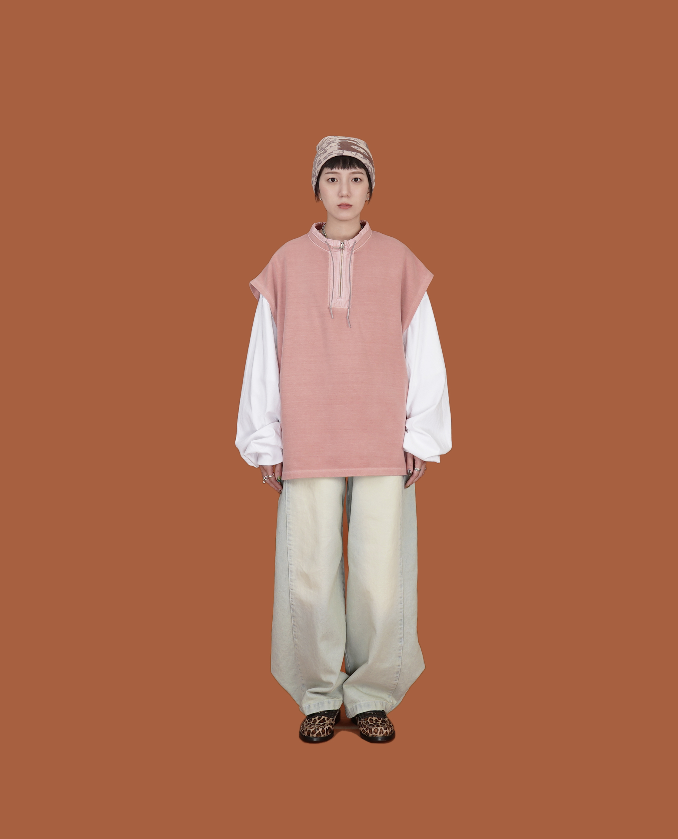 水洗半拉鍊背心