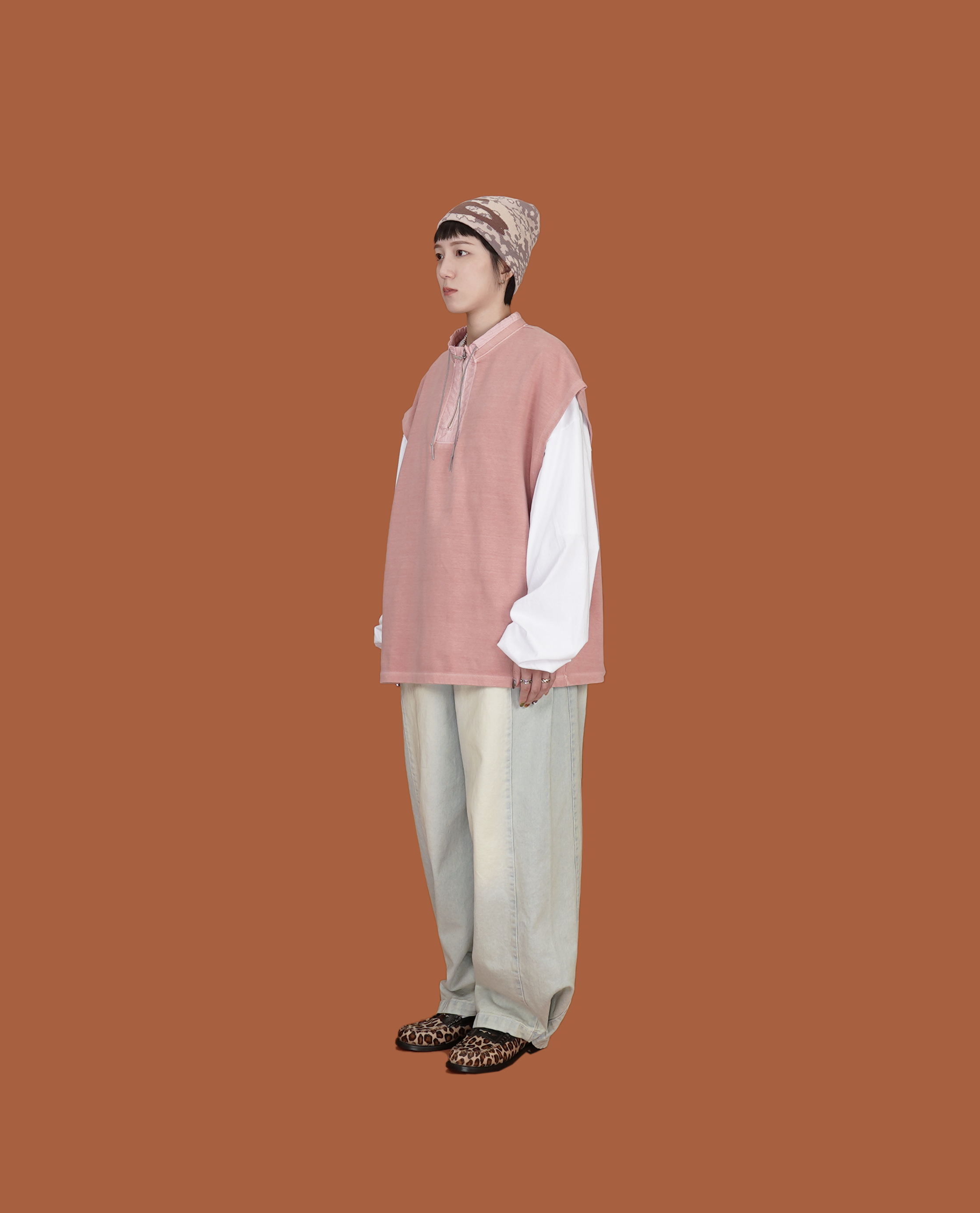 水洗半拉鍊背心