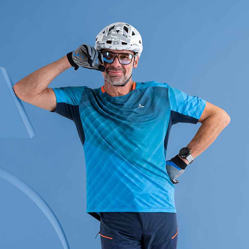 【Schoffel】男排汗透氣快乾四面彈性上衣/ 23SL50-23687-[藍、藍綠]