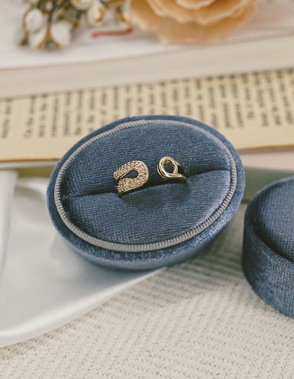 雙層水鑽扣環可調式戒指