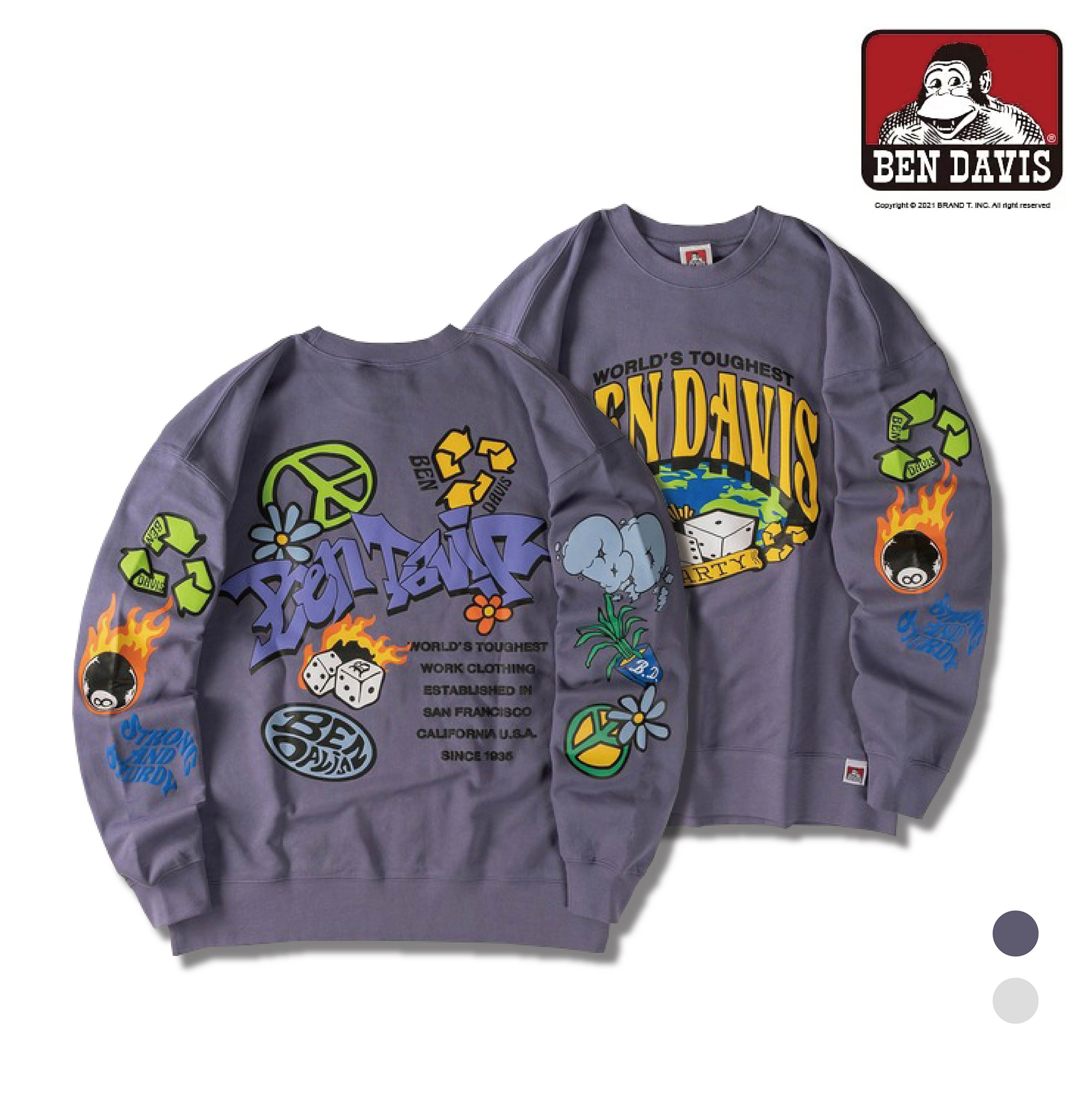 【 BEN DAVIS | 圖案插畫Logo大學TEE - 2色 】