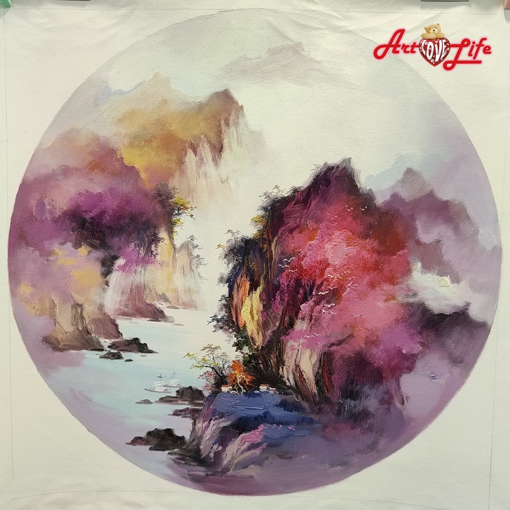 B021_8080高級手繪油畫_圓畫/中式