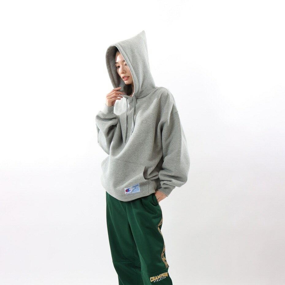 男款-ACTION STYLE 版刺繡LOGO純色連帽衛衣-灰色（C3-Y135-070）