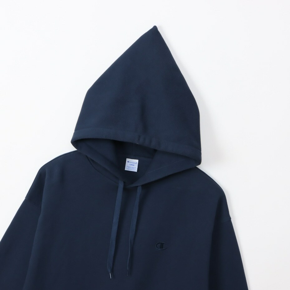 男款-ACTION STYLE 寬版刺繡LOGO純色連帽衛衣-深藍（C3-Y135-370）