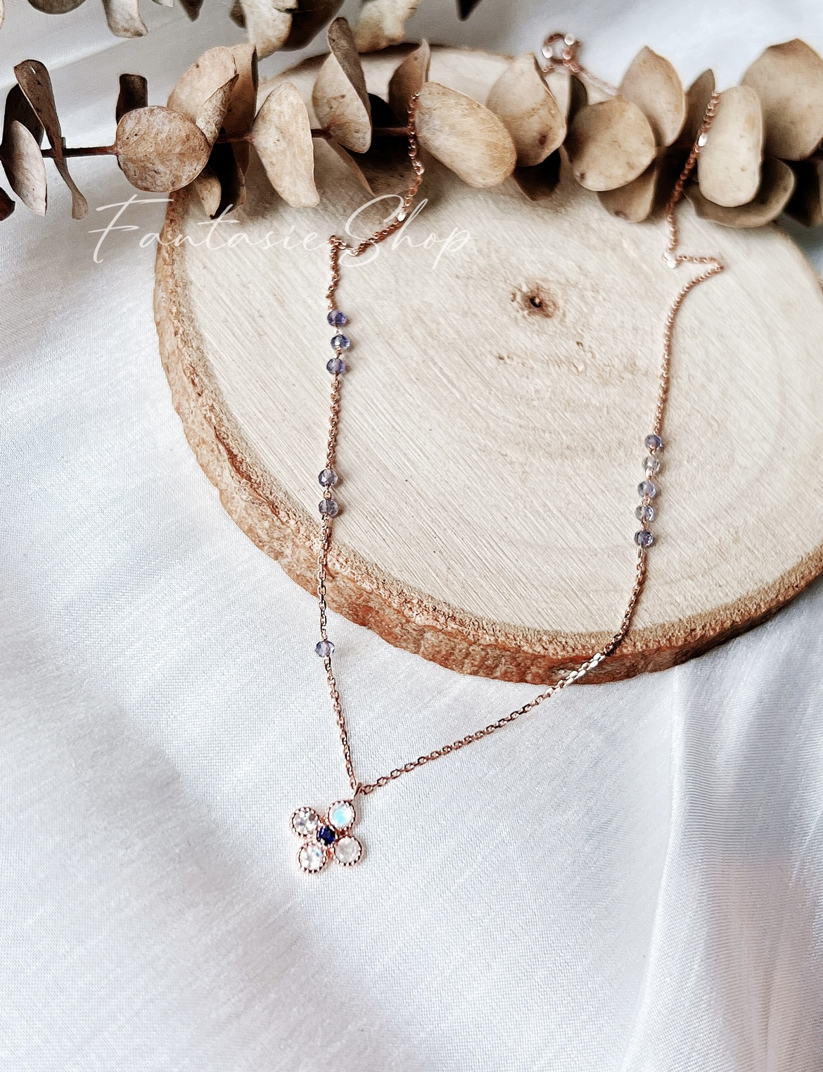 韓國高質感輕珠寶飾品-月光石小花耳環/項鍊