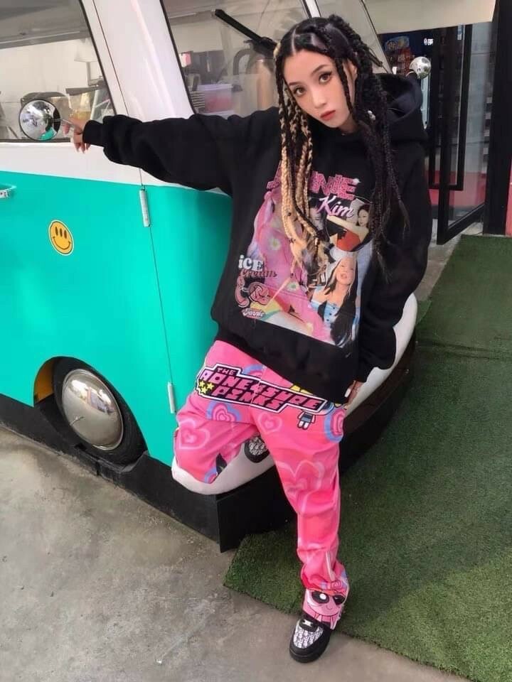 Aone4sure 飛天小女警 刺繡牛仔褲 Vibe長褲 The Powerpuff Girls Pink Pants