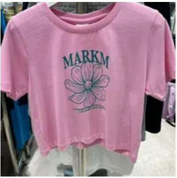 [S] MARK M FLOWER PRINT CROP T-SHIRT,PINK, MHIBH8852-PNK (SMKM62)
