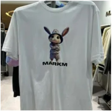 [S] MARK M 3D RABBIT PRINT T-SHIRT,WHITE, MGIBA8950-WH (SMKM67)