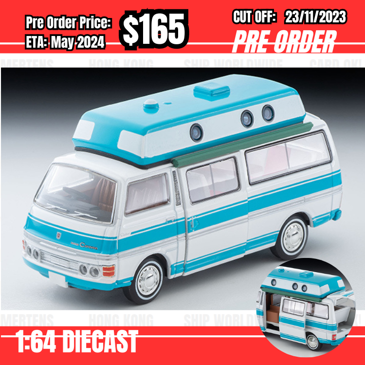 PO-$165 * Tomytec * 1:64 LV-N312a Nissan CARAVAN Camper White/Sky Blue 1973 [OD09/11]