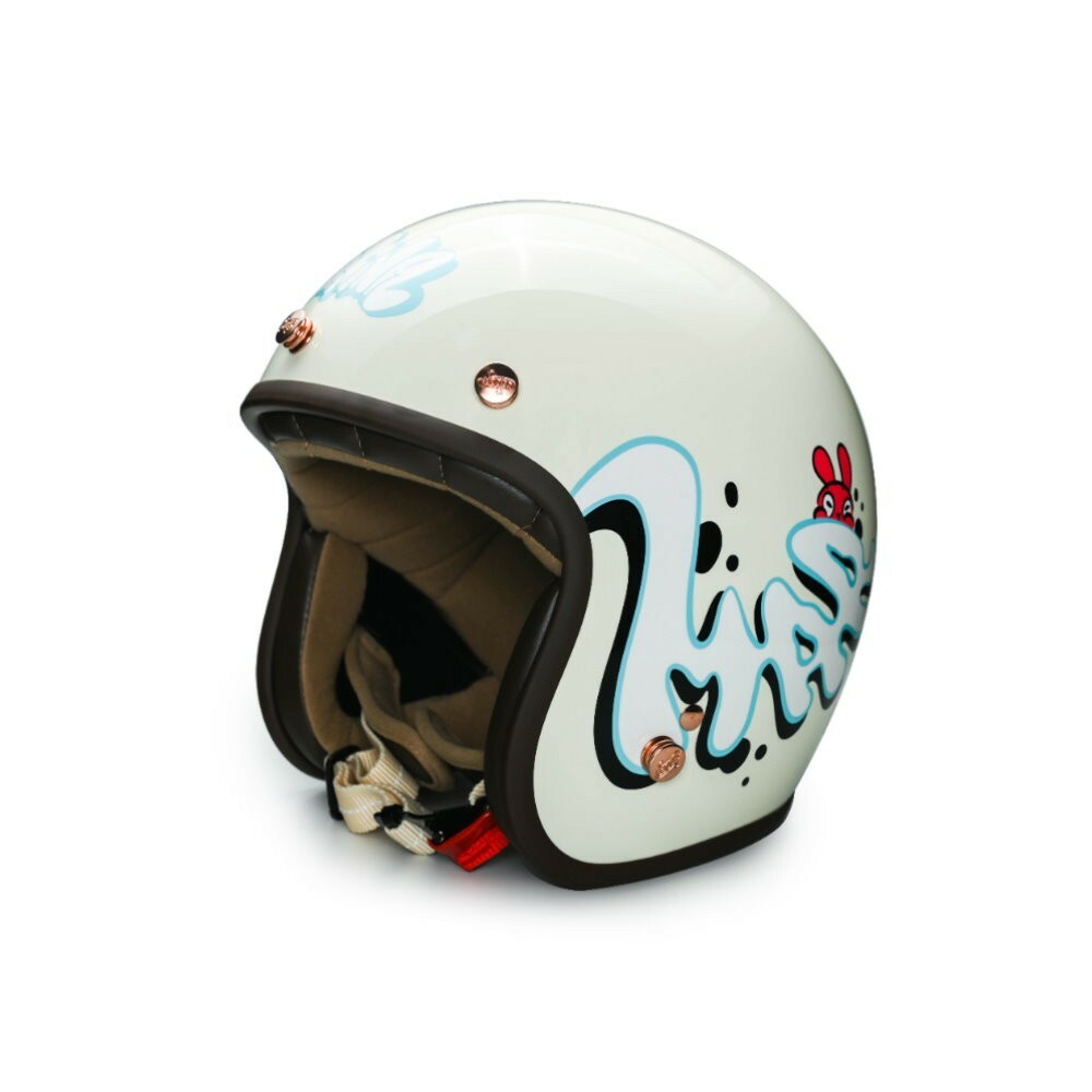 MODER MAR2INA 亮光椰奶白 3/4罩 復古帽 夢裡那兔