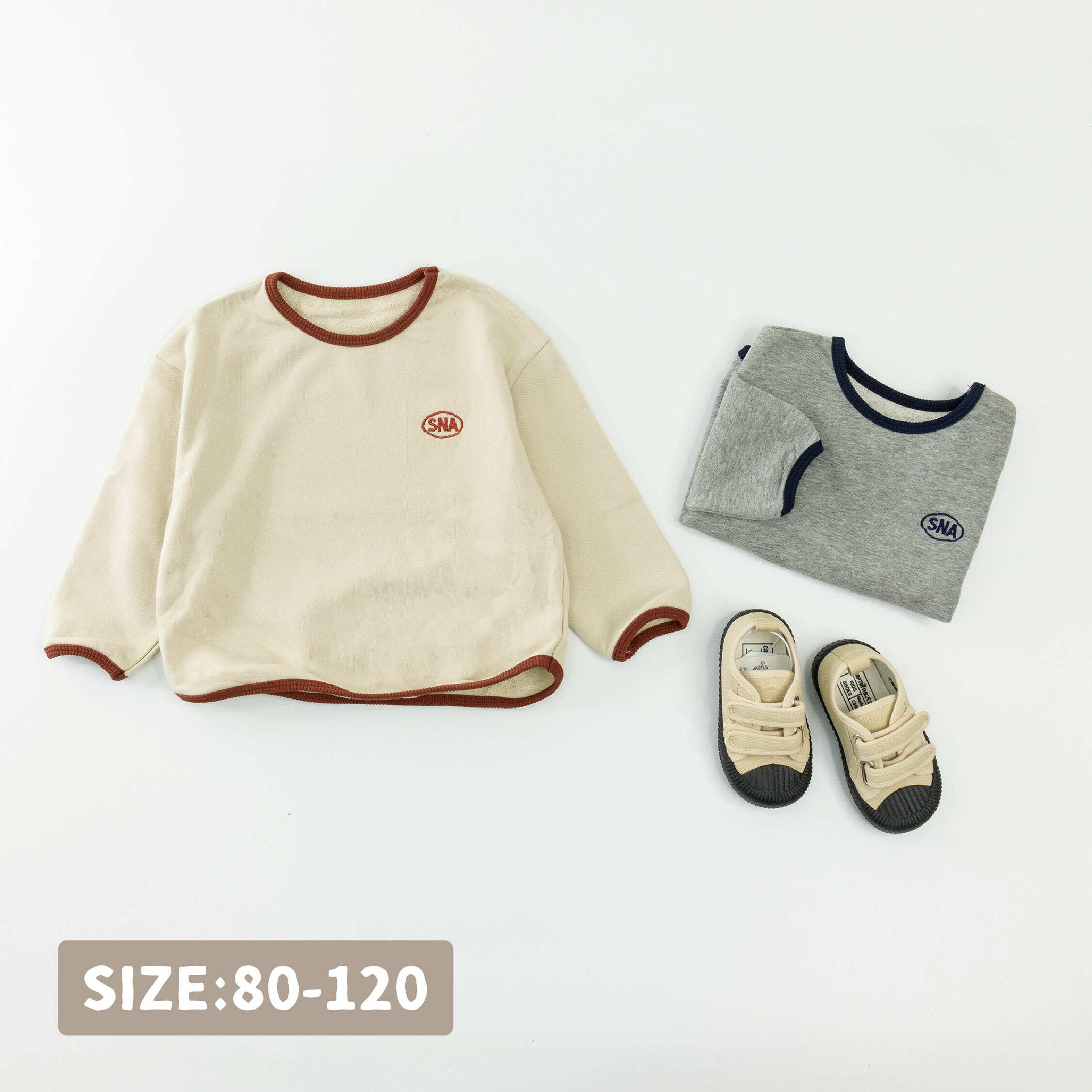 【H35217】韓系撞色滾邊字母刺繡上衣＊二色