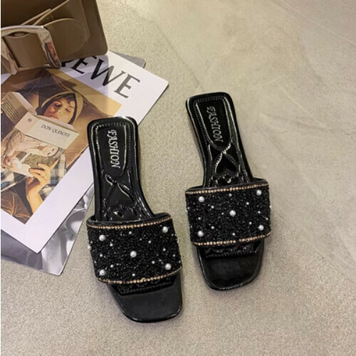 Pearl and rhinestone slippers