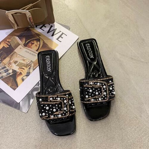 Pearl and rhinestone slippers