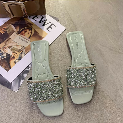 Pearl and rhinestone slippers