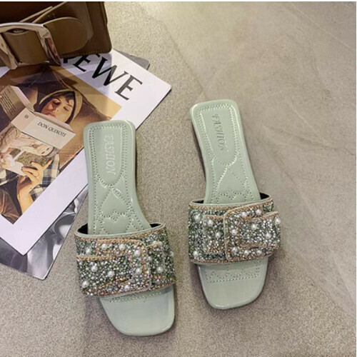 Pearl and rhinestone slippers