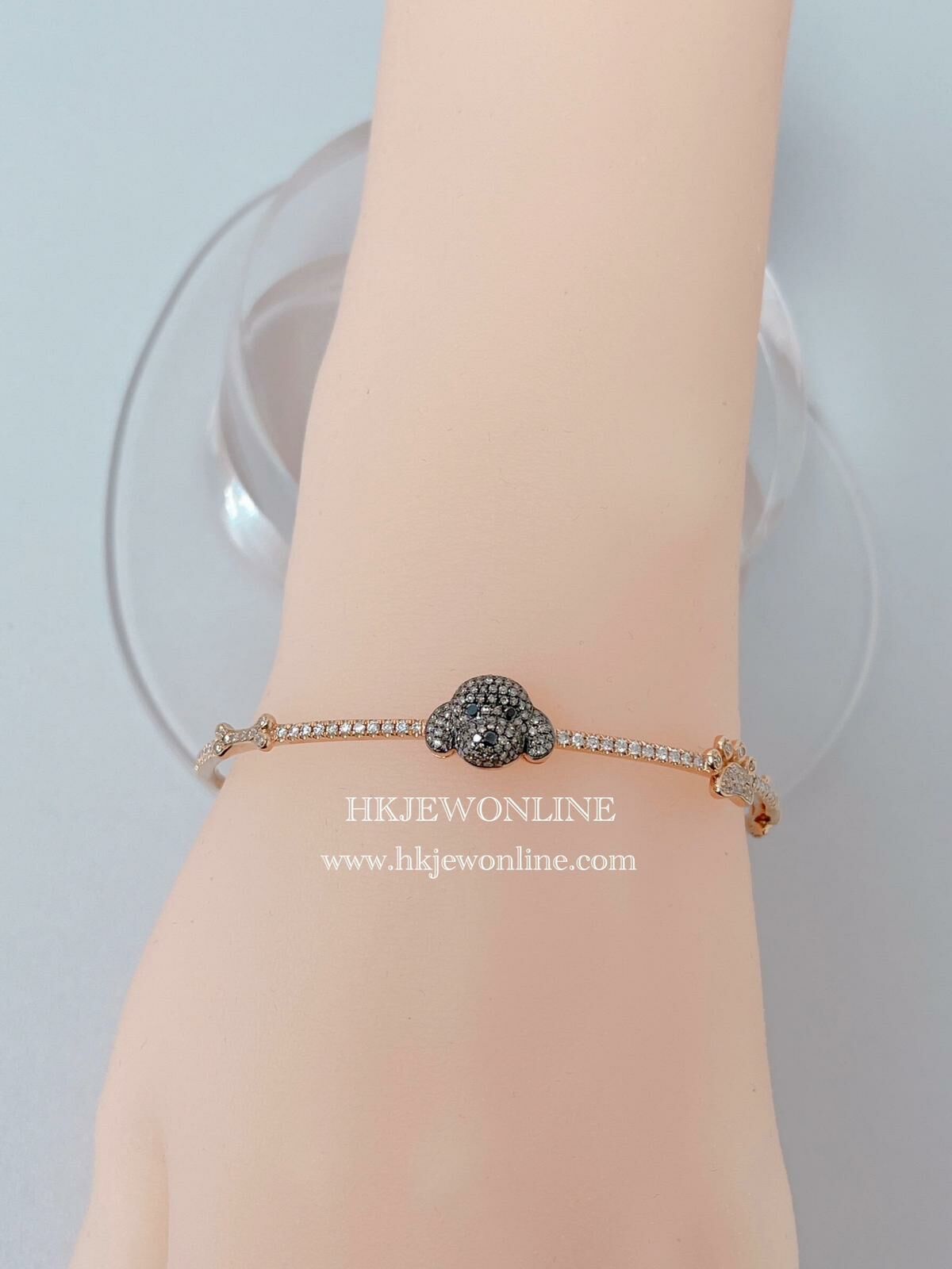 18K Rose Gold Poodle Diamond Bangle ( Welcome for Order )