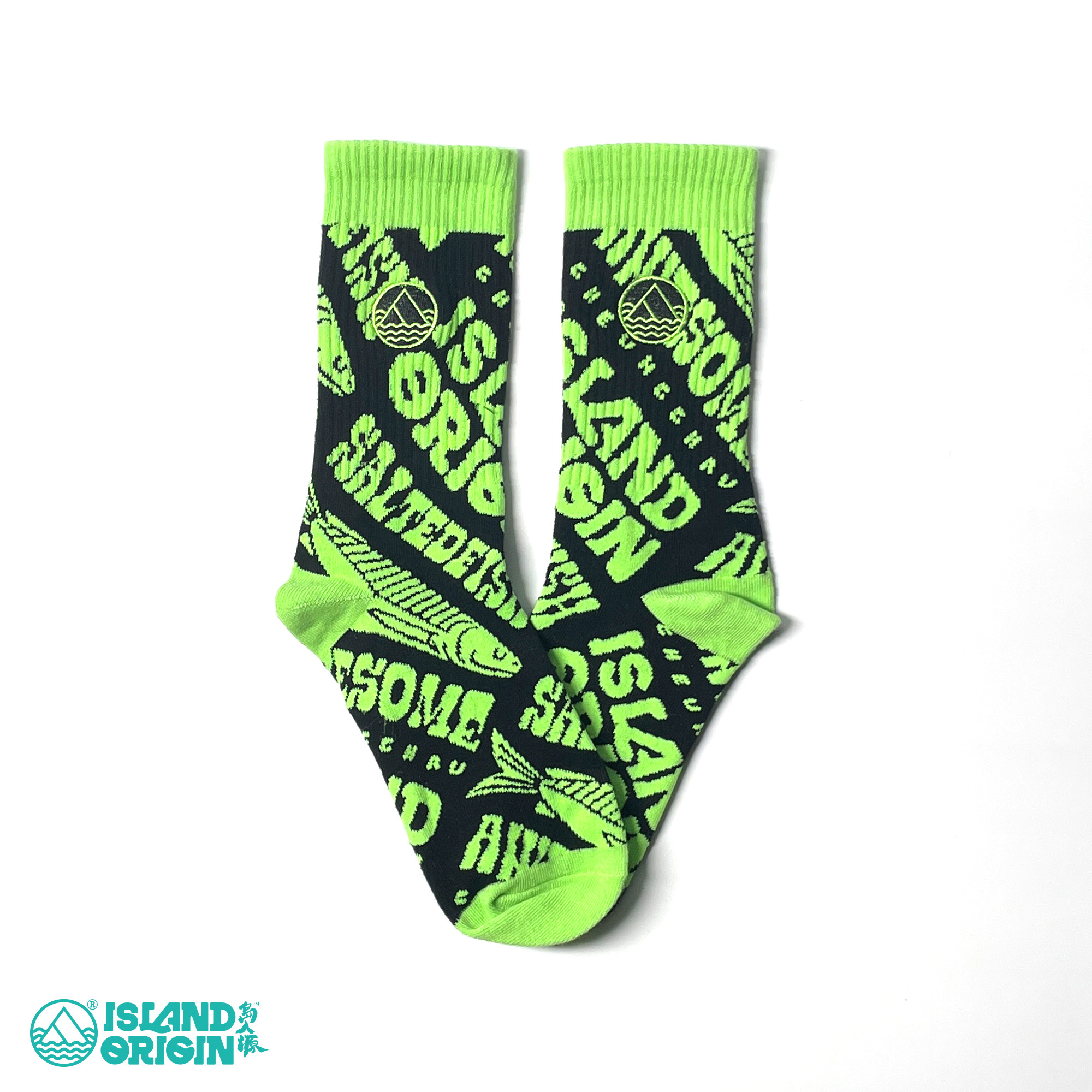 島人源 鹹魚系列 鹹魚乜乜襪襪 - 螢光綠