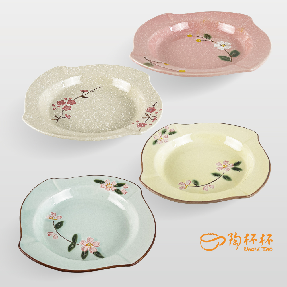 繽紛花彩 轉角盤 20cm AS03-43-02-1 【陶杯杯瓷器】