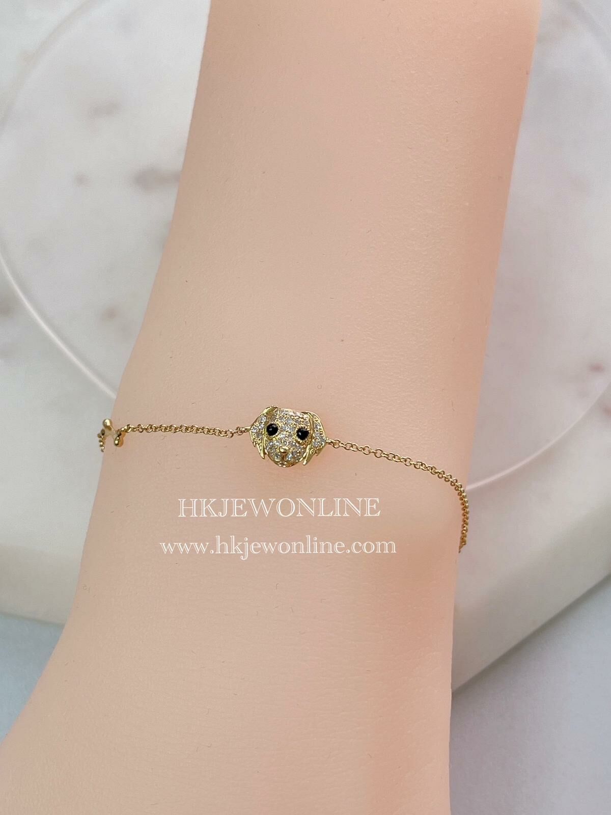 18K Yellow Gold / Rose Gold Golden Retriever Diamond Bracelet ( Welcome for Order )