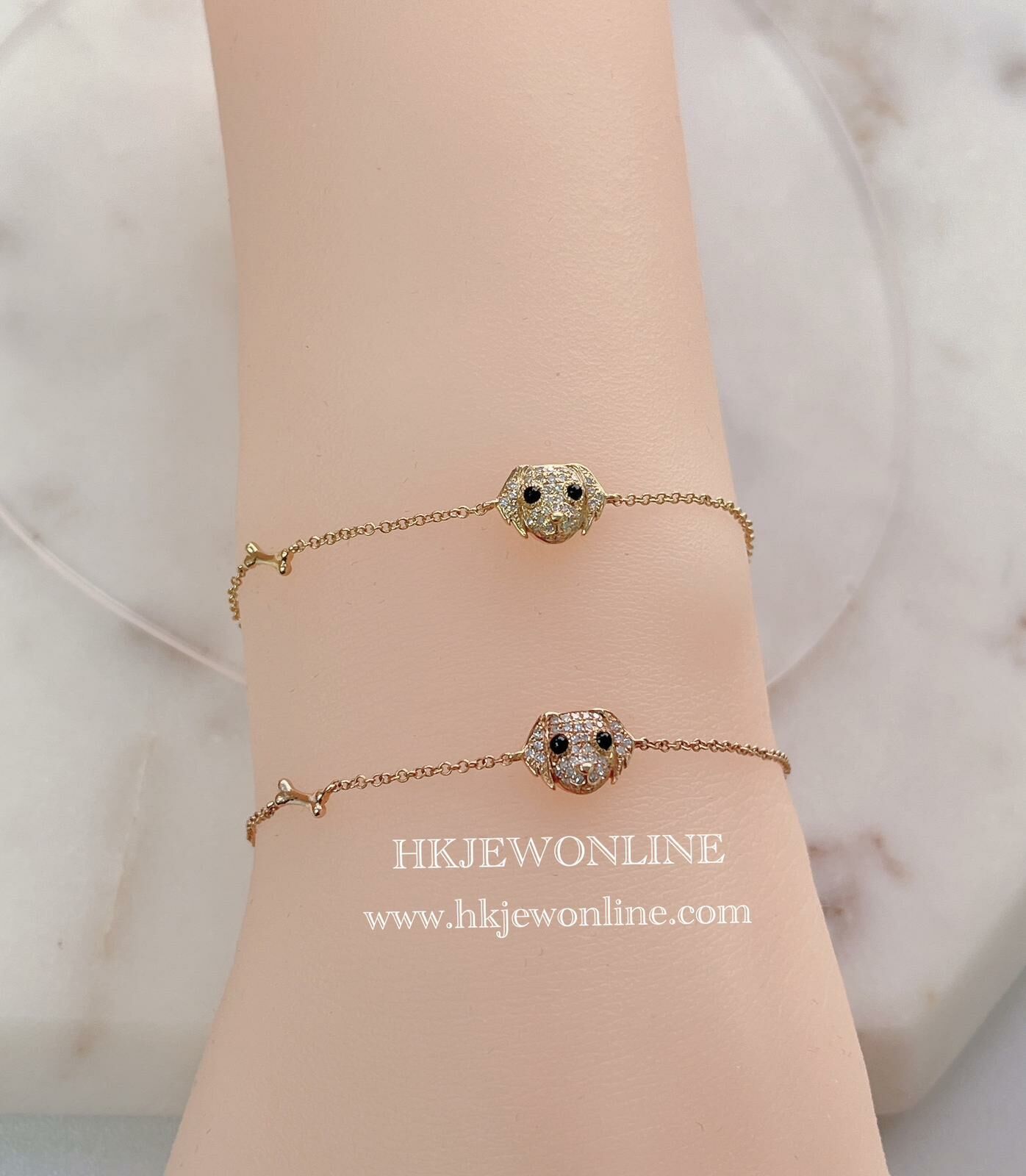 18K Yellow Gold / Rose Gold Golden Retriever Diamond Bracelet ( Welcome for Order )