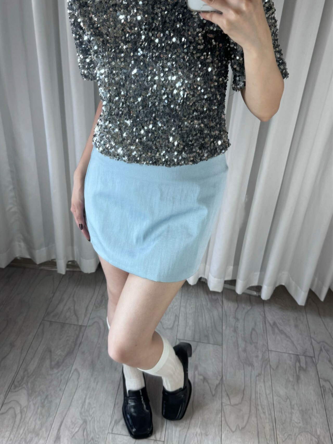 仙氣絲光緞面短裙