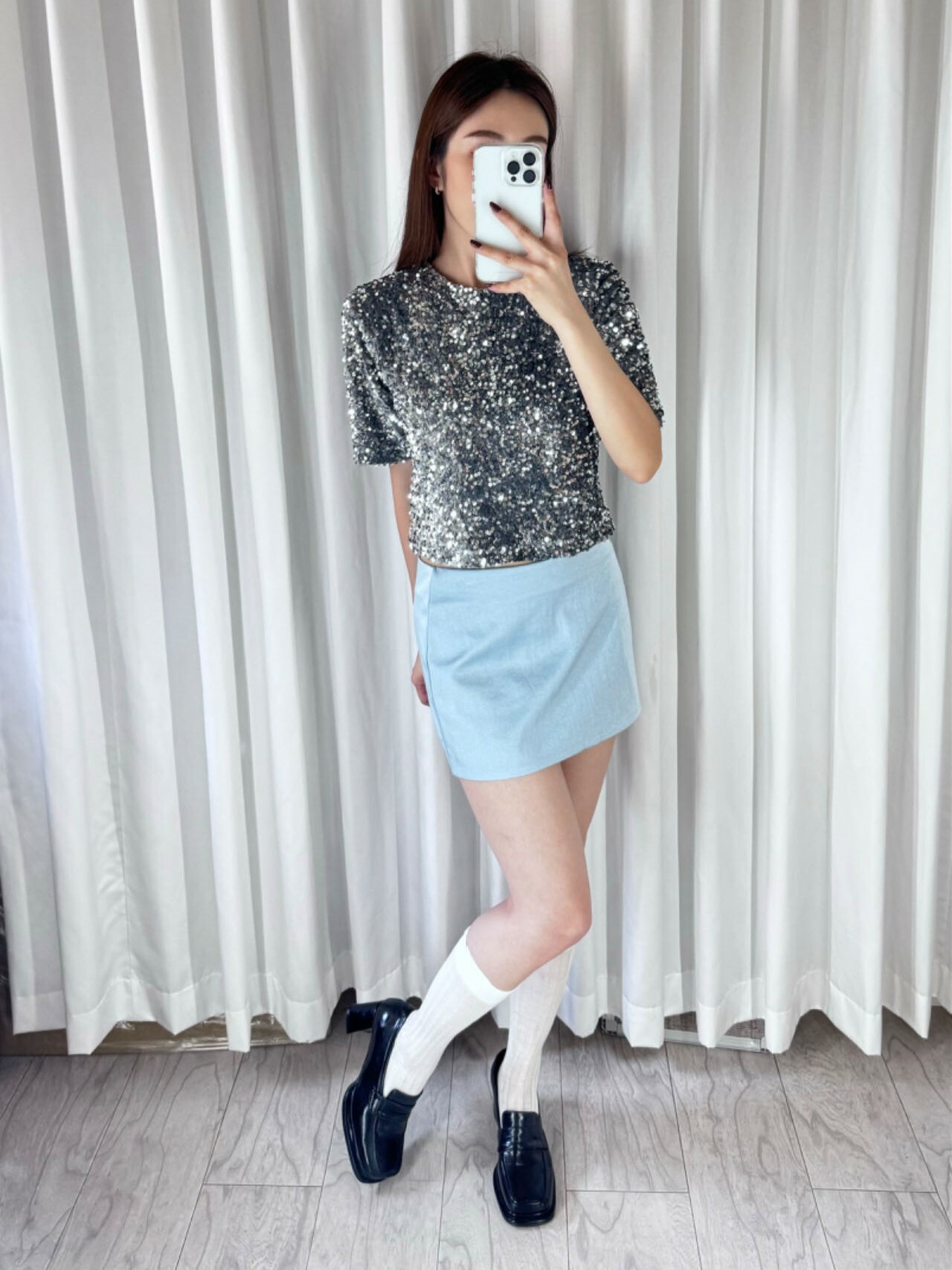 仙氣絲光緞面短裙