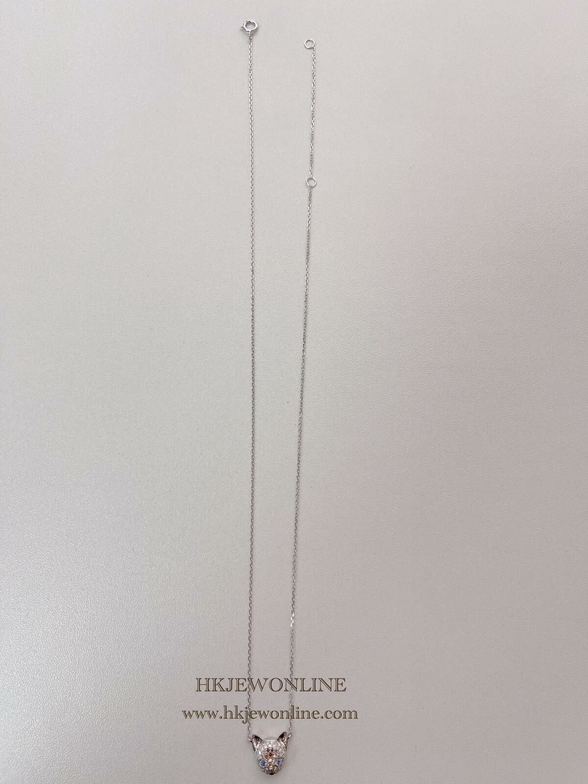 18K White Gold Siamese Cat Diamond Necklace ( Welcome for Order )