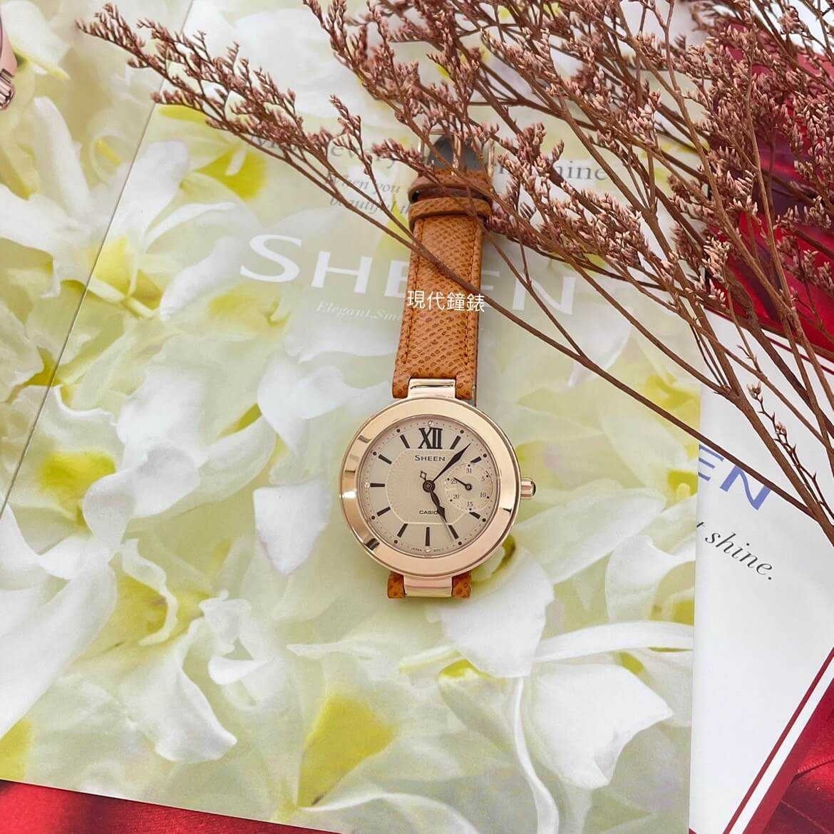 【CASIO 卡西歐】SHEEN系列 優雅時尚淑女腕錶 SHE-3051PGL-7A 32mm 現代鐘錶