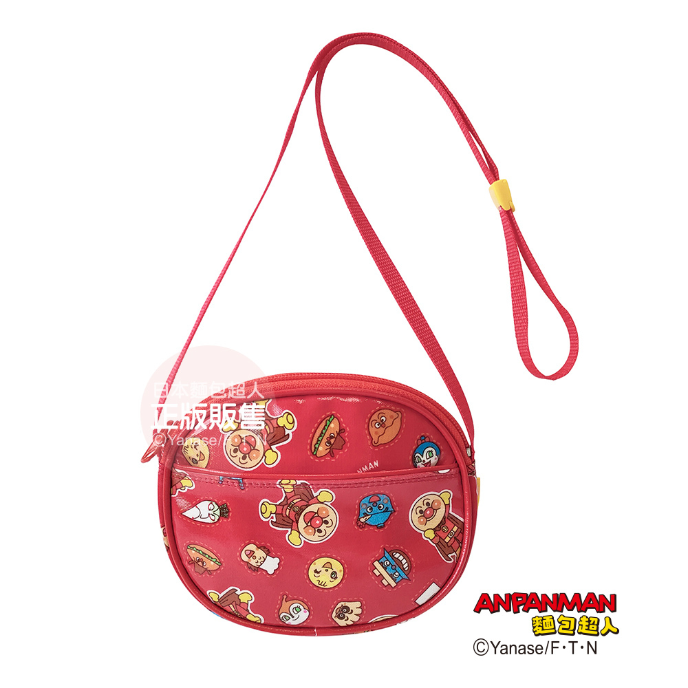 麵包超人滿版可調式斜背包亮紅