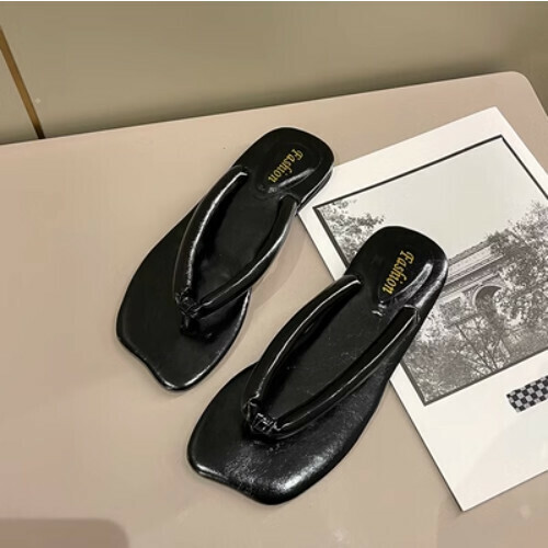square toe flat thong slippers
