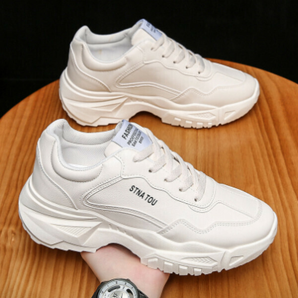 Thick-soled height-increasing dad shoes plus fleece sneakers