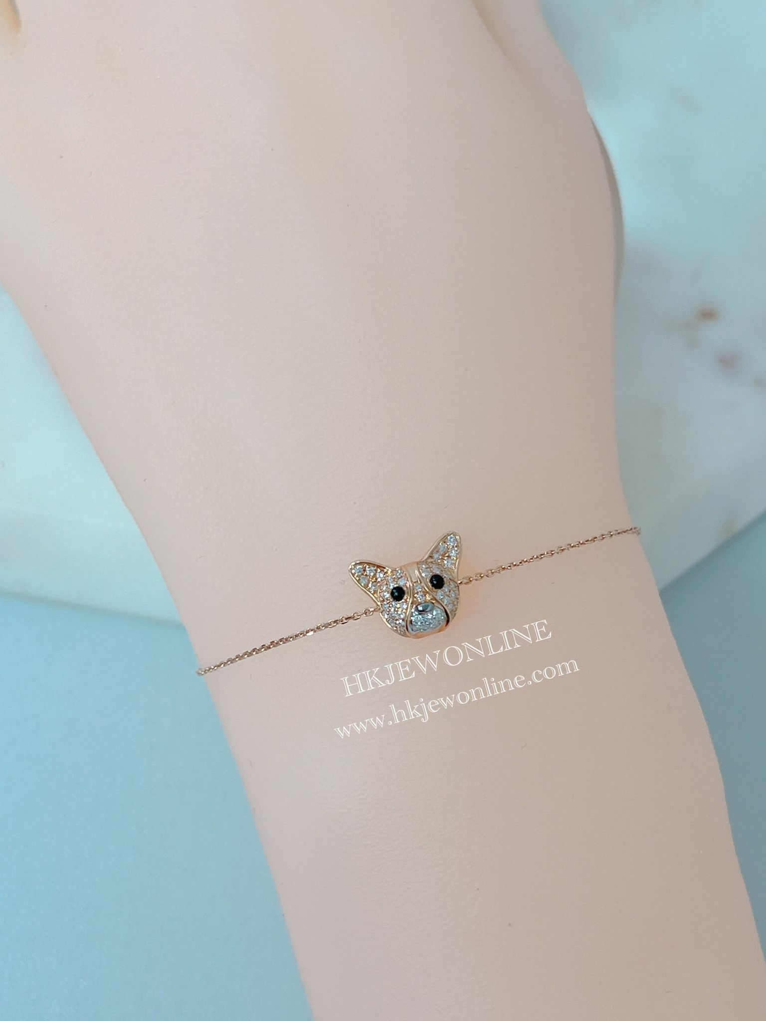 18K Rose Gold Corgi Diamond Bracelet ( Welcome for Order )