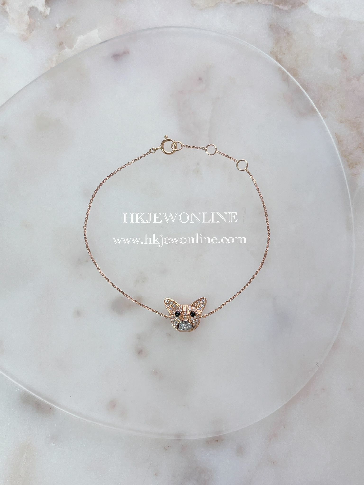 18K Rose Gold Corgi Diamond Bracelet ( Welcome for Order )
