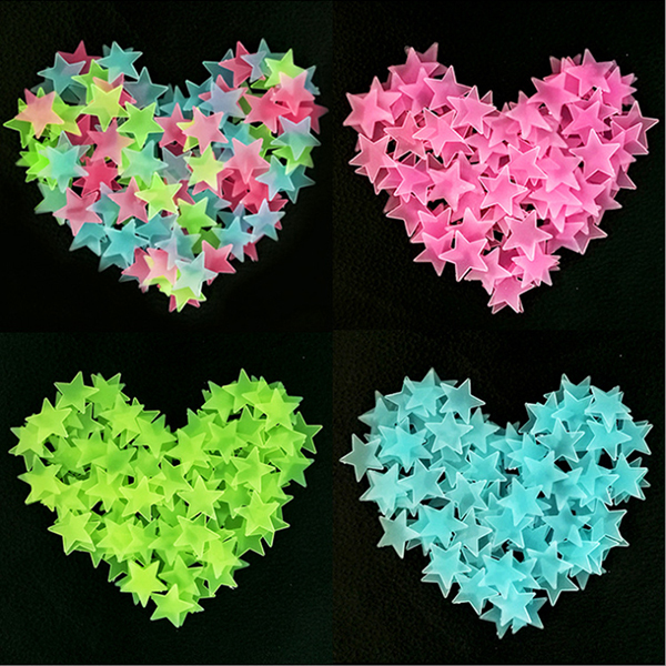 Korea JK 3cm luminous stars 100 pieces of luminous patches fluorescent stickers 3D three-dimensional wall stickers J0172